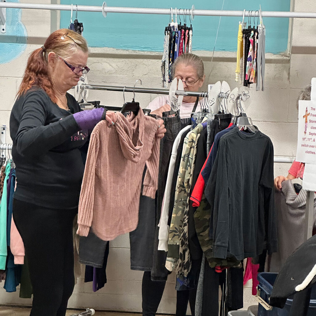 women shopping at totally free clothes store in shelby nc